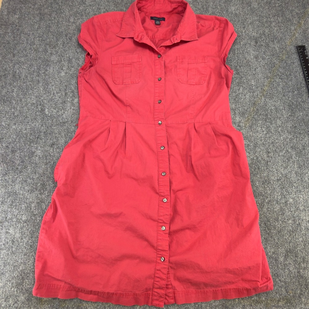 Tommy Hilfiger Button Front Shirt Dress Cap Sleeve Pink Size XL